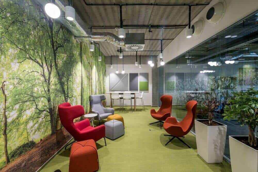 mẫu thiết kế nội thất văn phòng không gian xanh đẹp