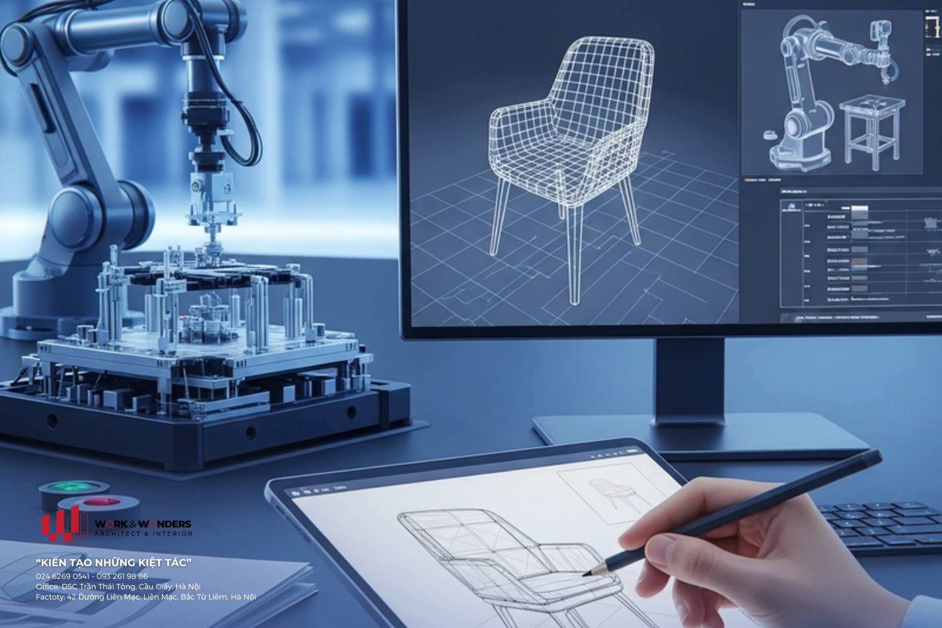 7 trạm – 1 nhịp chuẩn: Quy trình sản xuất nội thất chuyên nghiệp tại Work & Wonders 15 Thiết kế số là nền tảng của quy trình sản xuất nội thất